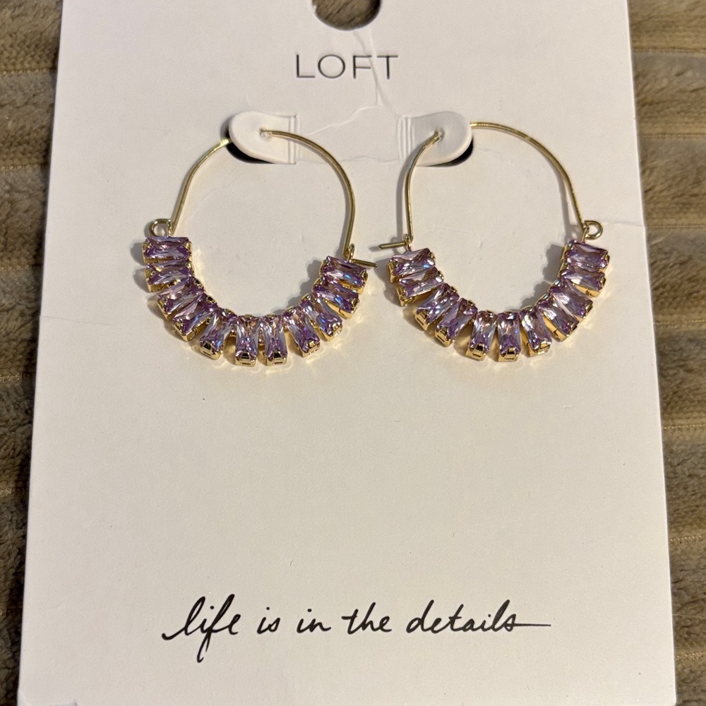 LOFT Lavender and Gold Statement Earrings
